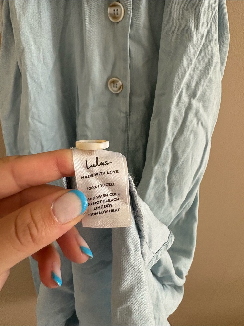Lulus Pleasant Cutie Blue Chambray Collared Midi Dress With Pockets Size Medium - Picture 9 of 9